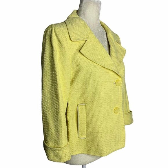 Vintage Tahari Textured Blazer Jacket 10 Yellow - Picture 3 of 6